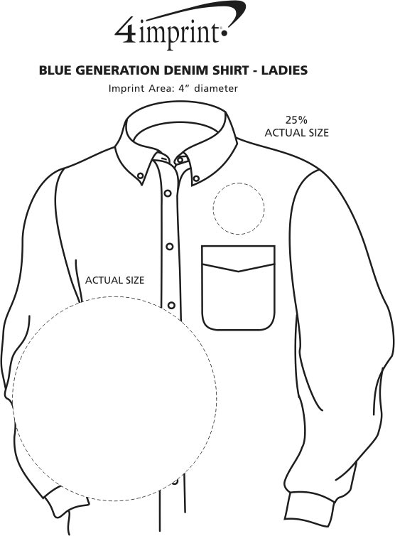 Imprint Area of Cotton Denim Shirt - Ladies'