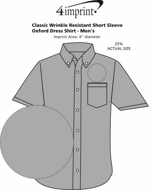 Imprint Area of Classic Wrinkle Resistant Short Sleeve Oxford Dress Shirt - Men's