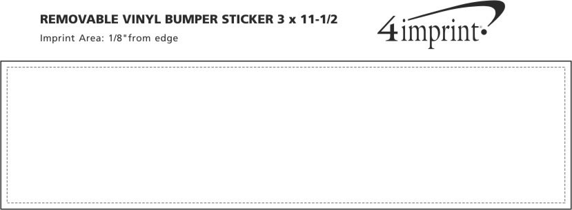Imprint Area of Removable Vinyl Bumper Sticker - 3 x 11-1/2"