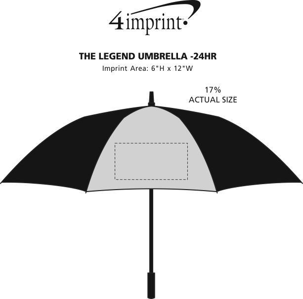 Imprint Area of The Legend Umbrella - 64" Arc - 24 hr