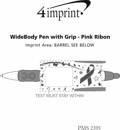 Imprint Area of Widebody Pen with Grip - Pink Ribbon
