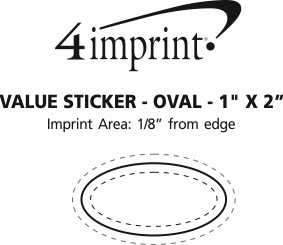 Imprint Area of Oval Sticker - 1" x 2"