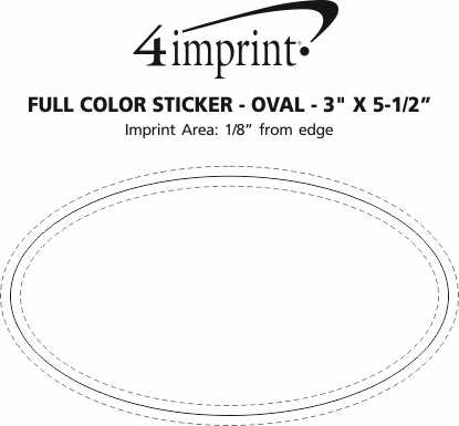 Imprint Area of Full Color Sticker - Oval - 3" x 5-1/2"