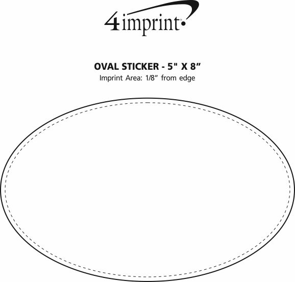 Imprint Area of Oval Sticker - 5" x 8"