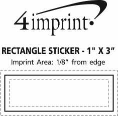 Imprint Area of Rectangle Sticker - 1" x 3"