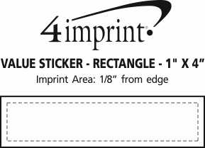 Imprint Area of Rectangle Sticker - 1" x 4"