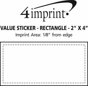 Imprint Area of Rectangle Sticker - 2" x 4"