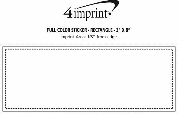Imprint Area of Full Color Sticker - Rectangle - 3" x 8"