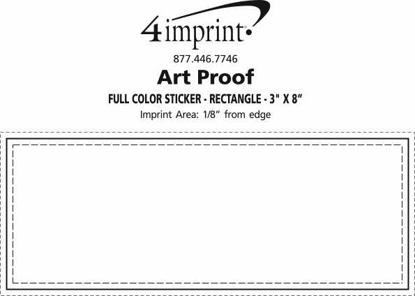 Imprint Area of Rectangle Sticker - 3" x 8"