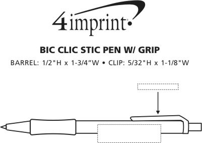 Imprint Area of Bic Clic Stic Pen with Grip