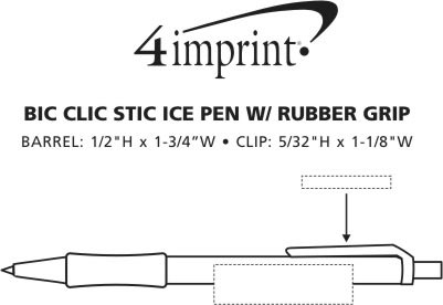 Imprint Area of Bic Clic Stic Ice Pen with Rubber Grip