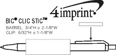 Imprint Area of Bic Clic Stic Pen