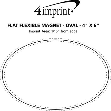Imprint Area of Flat Flexible Magnet - Oval - 4" x 6"