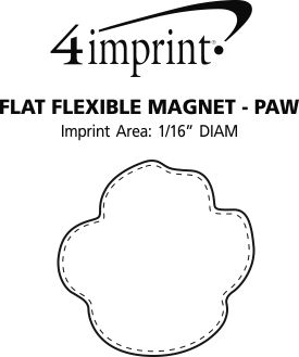 Imprint Area of Flat Flexible Magnet - Paw