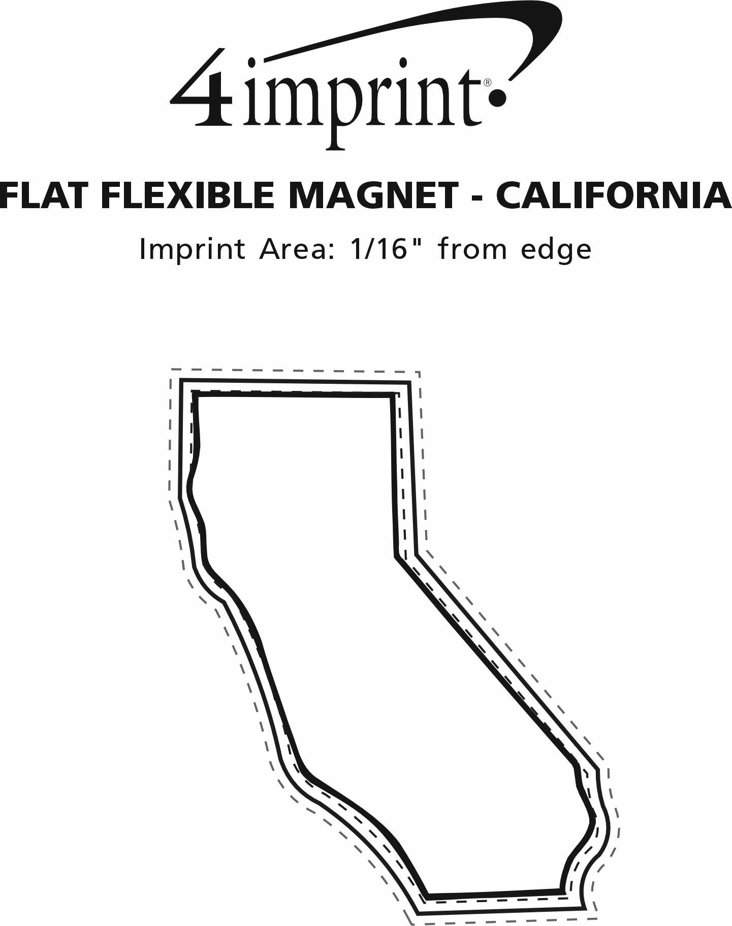 Imprint Area of Flat Flexible Magnet - State - California - 30 mil