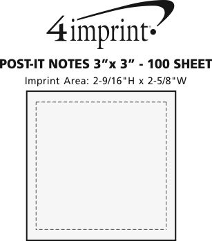 Imprint Area of Post-it® Notes - 3" x 3" - 100 Sheet