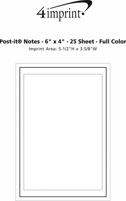 Imprint Area of Post-it® Notes - 6" x 4" - 25 Sheet - Full Color