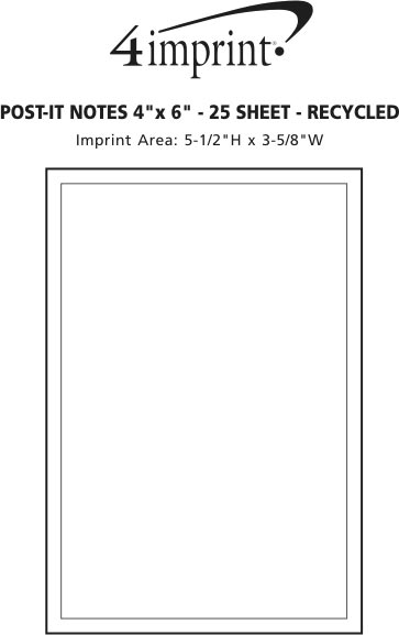 Imprint Area of Post-it® Notes - 6" x 4" - 25 Sheet - Recycled