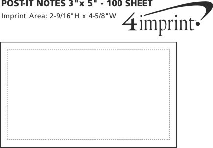 Imprint Area of Post-it® Notes - 3" x 5" - 100 Sheet