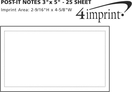 Imprint Area of Post-it® Notes - 3" x 5" - 25 Sheet