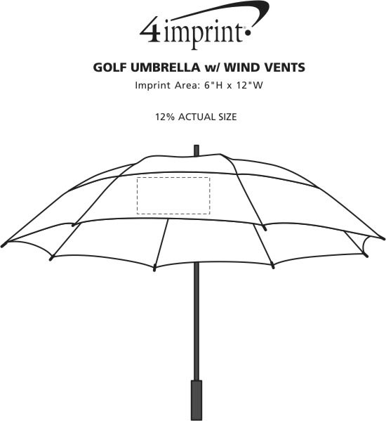 Imprint Area of Golf Umbrella with Wind Vents - 62" Arc