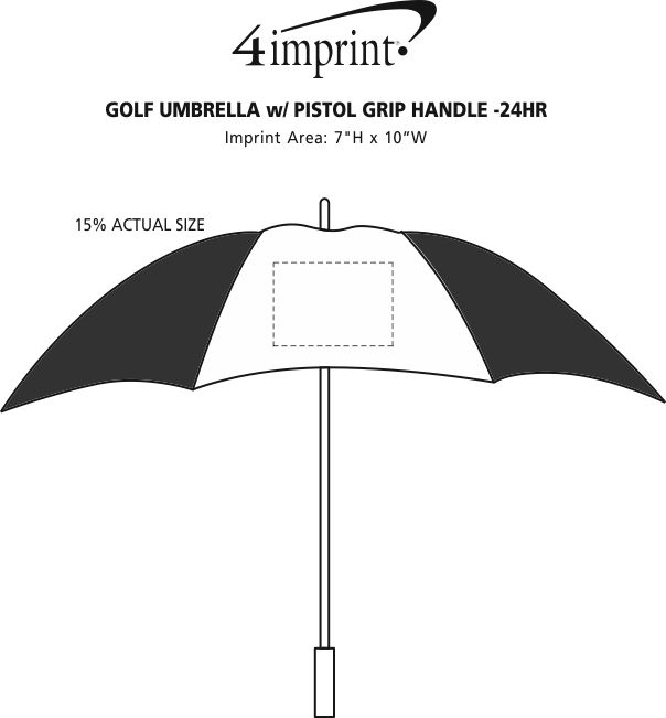 Imprint Area of Golf Umbrella with Grip Handle - 58" Arc - 24 hr
