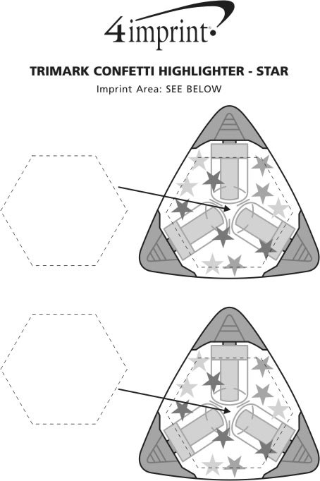 Imprint Area of TriMark Confetti Highlighter - Star