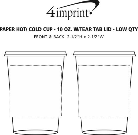 Imprint Area of Paper Hot/Cold Cup with Tear Tab Lid - 10 oz. - Low Qty