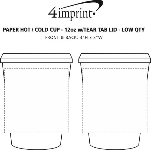 Imprint Area of Paper Hot/Cold Cup with Tear Tab Lid - 12 oz. - Low Qty