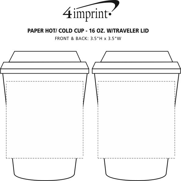 Imprint Area of Paper Hot/Cold Cup with Traveler Lid - 16 oz.
