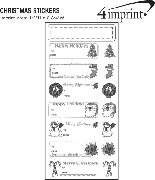 Imprint Area of Holiday Stickers - Happy Holidays