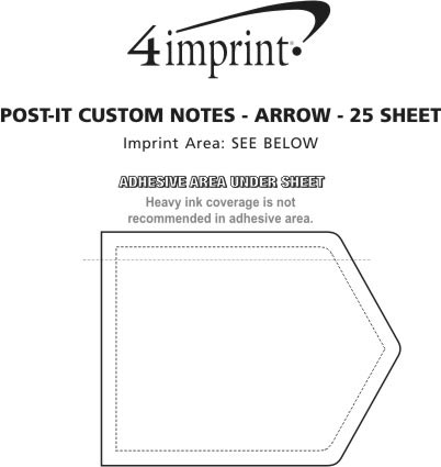 Imprint Area of Post-it® Custom Notes - Arrow - 25 Sheet
