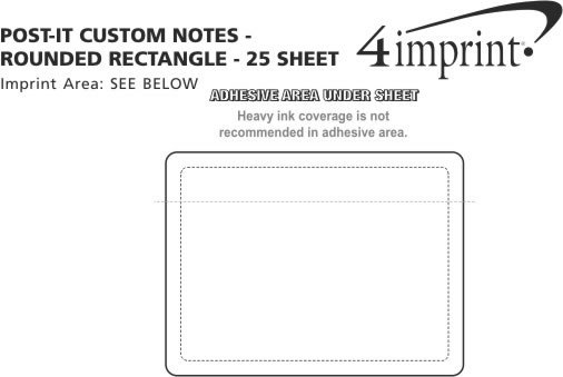 Imprint Area of Post-it® Custom Notes - Rounded Rectangle - 25 Sheet