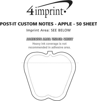 Imprint Area of Post-it® Custom Notes - Apple - 50 Sheet