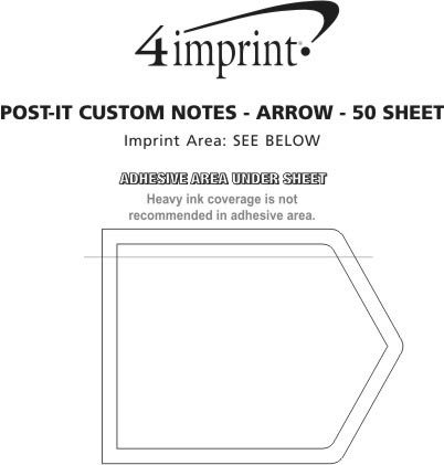 Imprint Area of Post-it® Custom Notes - Arrow - 50 Sheet
