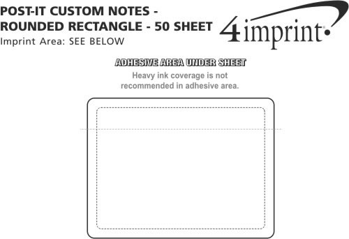 Imprint Area of Post-it® Custom Notes - Rounded Rectangle - 50 Sheet