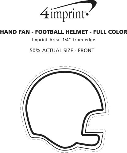 Imprint Area of Hand Fan - Football Helmet - Full Color