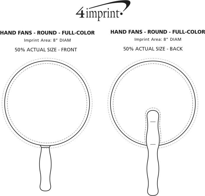 Imprint Area of Hand Fan - 8" Round - Full Color
