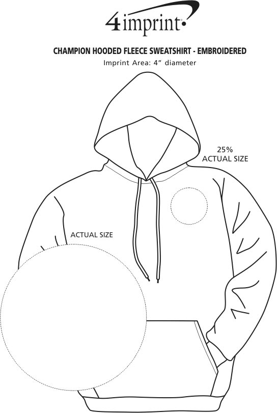 Imprint Area of Champion Powerblend Hoodie - Men's - Embroidered