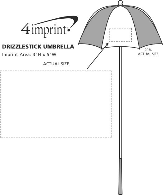 Imprint Area of Drizzlestik Umbrella - 33" Arc