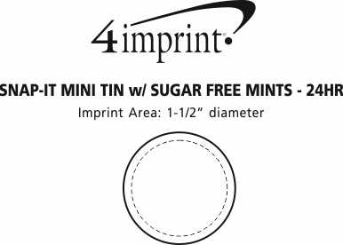 Imprint Area of Breath Mint Tin with Sugar-Free Mints  - 24 hr