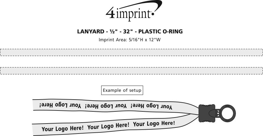 Imprint Area of Lanyard - 5/8" - 32" - Plastic O-Ring