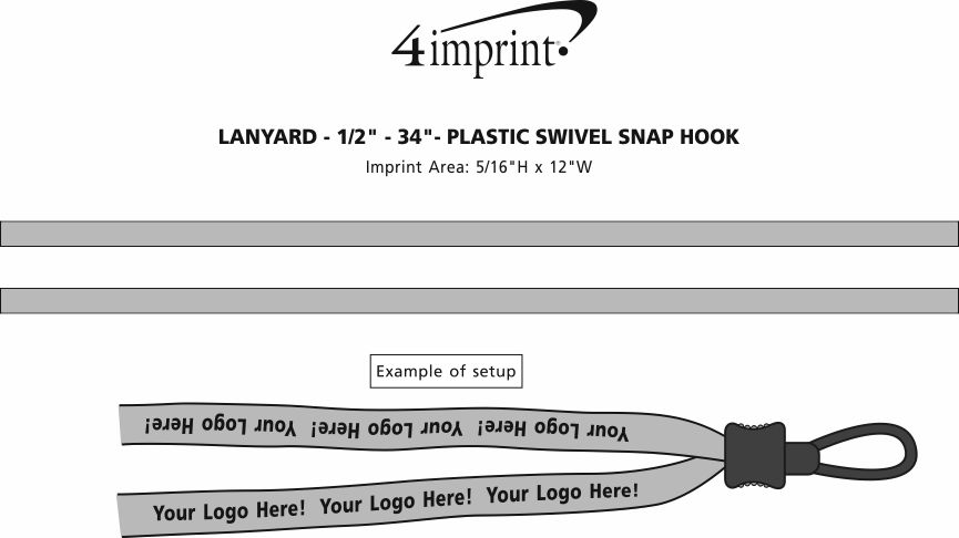 Imprint Area of Lanyard - 5/8" - 34" - Plastic Swivel Snap Hook