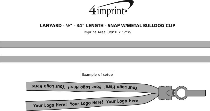 Imprint Area of Lanyard - 5/8" - 34" - Snap with Metal Bulldog Clip