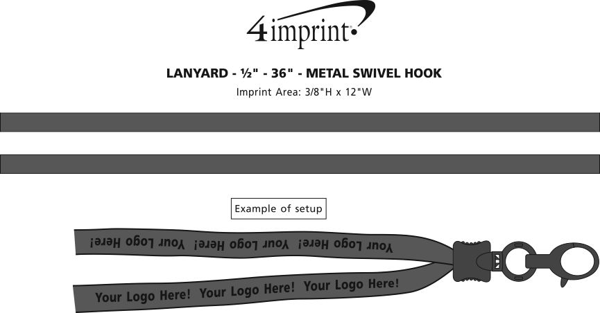 Imprint Area of Lanyard - 5/8" - 36" - Metal Lobster Claw