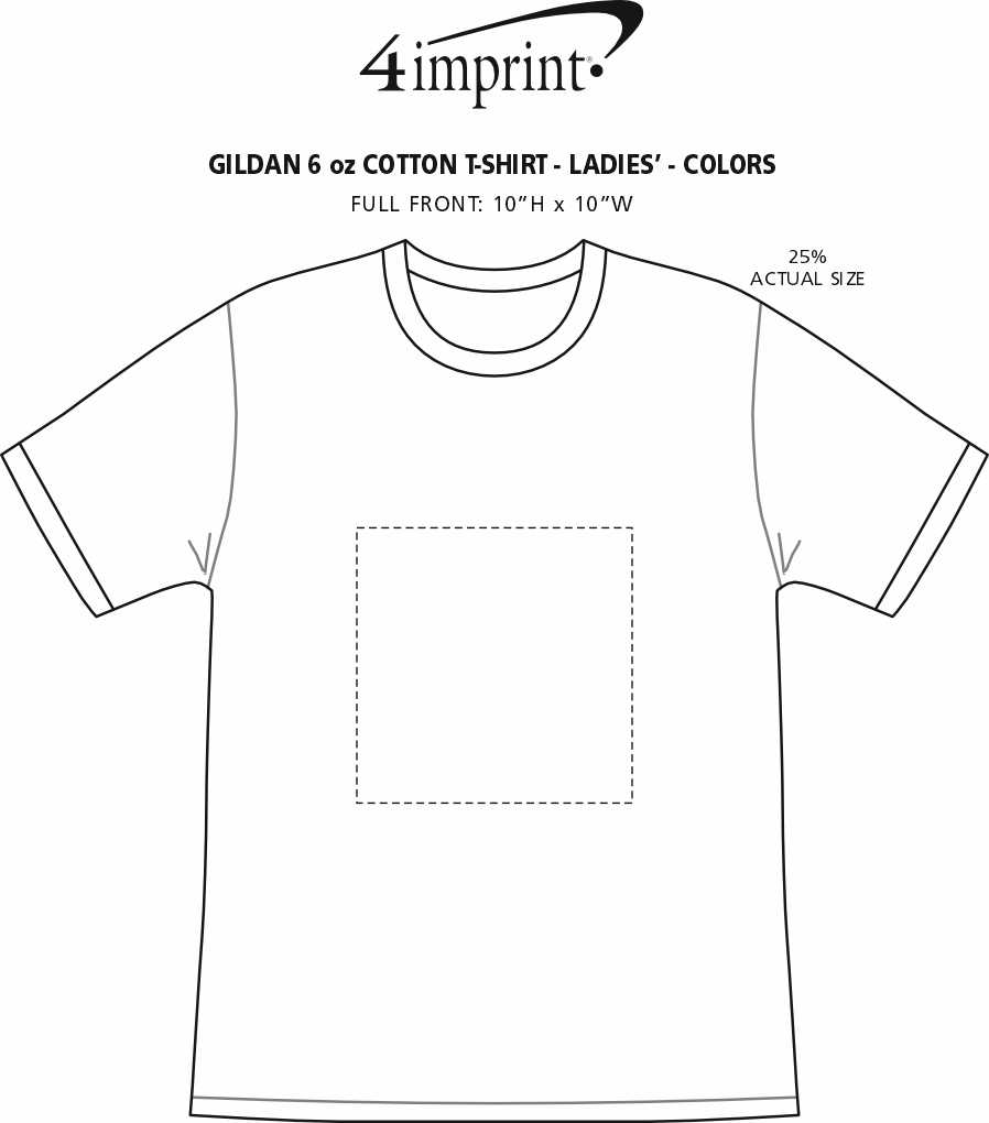 Imprint Area of Gildan 6 oz. Ultra Cotton T-Shirt - Ladies' - Screen - Colors