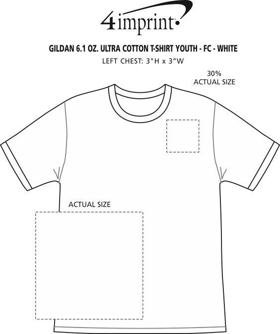 Imprint Area of Gildan 6 oz. Ultra Cotton T-Shirt - Youth - Full Color - Colors