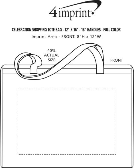 Imprint Area of Celebration Shopping Tote - 12" x 16" - 18" Handles - Full Color