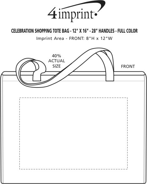 Imprint Area of Celebration Shopping Tote - 12" x 16" - 28" Handles - Full Color