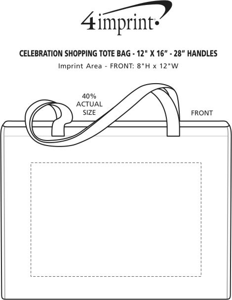Imprint Area of Celebration Shopping Tote Bag - 12" x 16" - 28" Handles